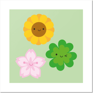 Kawaii Spring Flowers Posters and Art